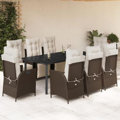 Set mobilier de grădină cu perne, 9 piese, maro, poliratan GartenMobel Dekor