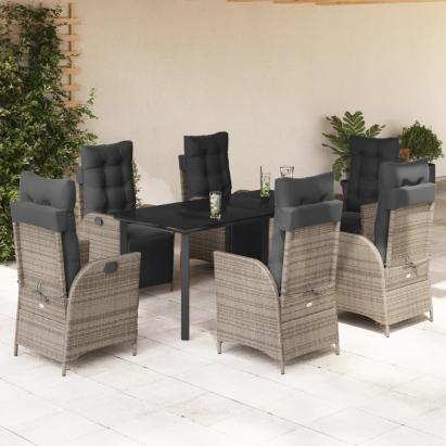 Set mobilier de grădină cu perne, 7 piese, gri, poliratan GartenMobel Dekor