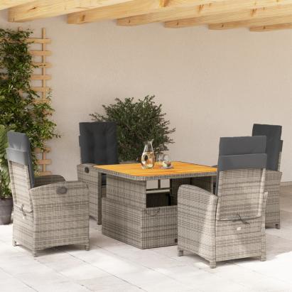 Set mobilier de grădină cu perne, 5 piese, gri, poliratan GartenMobel Dekor