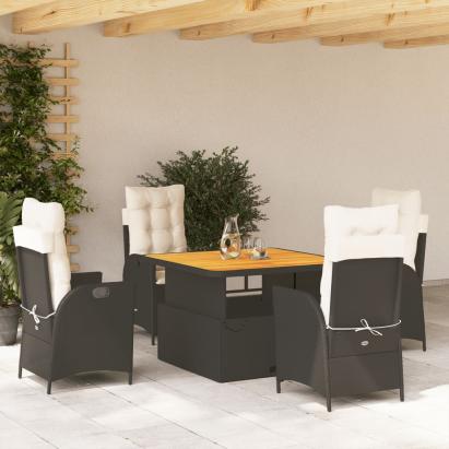 Set mobilier de grădină cu perne, 5 piese, negru, poliratan GartenMobel Dekor