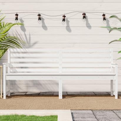 Bancă de grădină, alb, 203,5x48x91,5 cm, lemn masiv de pin GartenMobel Dekor