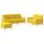 Set de canapele cu perne, 3 piese, galben deschis, textil GartenMobel Dekor