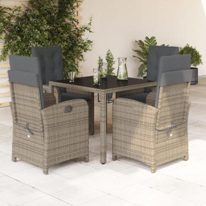 Set mobilier de grădină cu perne, 5 piese, gri, poliratan GartenMobel Dekor