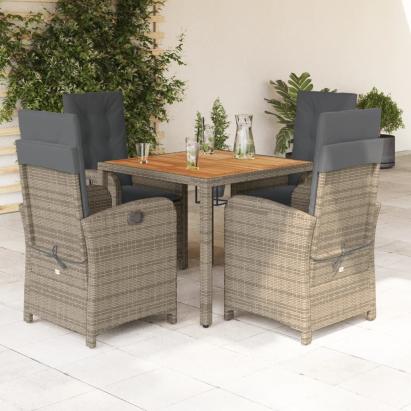 Set mobilier de grădină cu perne, 5 piese, gri, poliratan GartenMobel Dekor
