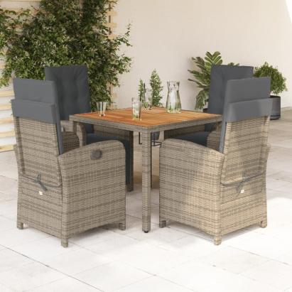 Set mobilier de grădină cu perne, 5 piese, gri, poliratan GartenMobel Dekor