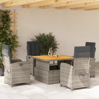 Set mobilier de grădină cu perne, 5 piese, gri, poliratan GartenMobel Dekor