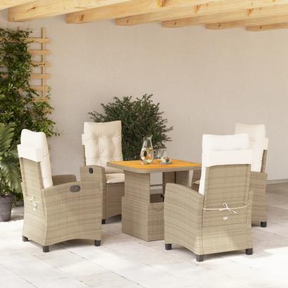 Set mobilier de grădină cu perne, 5 piese, bej, poliratan GartenMobel Dekor