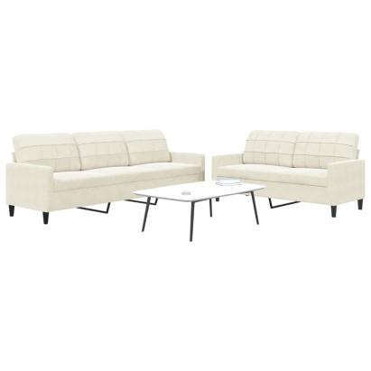 Set de canapele cu perne, 2 piese, crem, catifea GartenMobel Dekor
