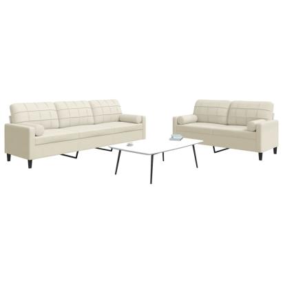Set de canapele cu perne/rulouri, 2 piese, crem, catifea GartenMobel Dekor