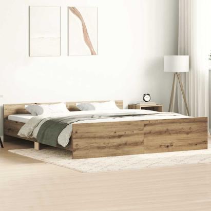 Cadru pat fără saltea Stejar Artisan 160x200cm Lemn prelucrat GartenMobel Dekor