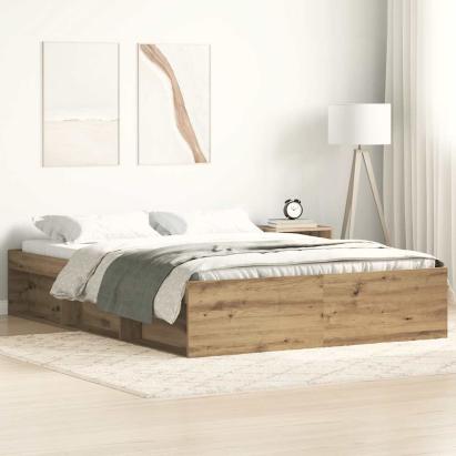 Cadru pat fără saltea Stejar Artisan 120x200cm Lemn prelucrat GartenMobel Dekor