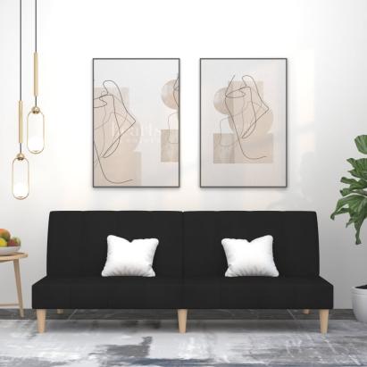Canapea extensibilă cu 2 locuri, negru, material textil GartenMobel Dekor