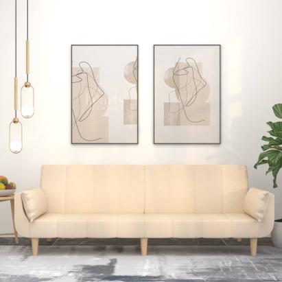 Canapea extensibilă cu 2 locuri, 2 perne, crem, textil GartenMobel Dekor