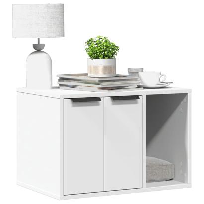 Cutie litieră pisici alb 60x40x40 cm lemn prelucrat GartenMobel Dekor