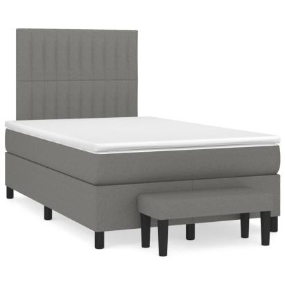 Pat box spring cu saltea, gri închis, 120x190 cm, textil GartenMobel Dekor