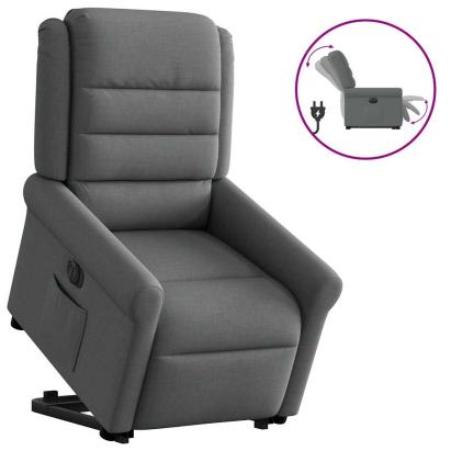 Fotoliu electric rabatabil cu ridicare, gri închis, textil GartenMobel Dekor