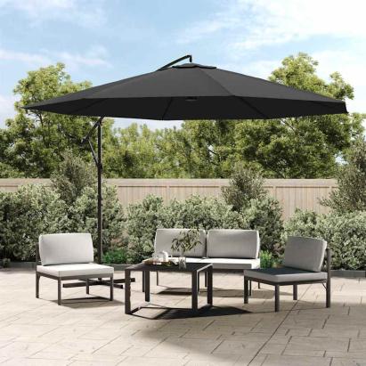Umbrelă în consolă cu stâlp din aluminiu, 350 cm, antracit GartenMobel Dekor