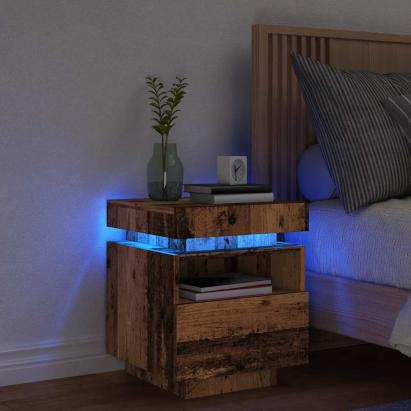 Noptieră cu lumini LED, lemn vechi, 40x39x48,5 cm GartenMobel Dekor