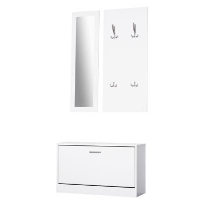 Set mobilier hol, pal, cu pantofar, cuier, oglinda, alb, 3 piese GartenVIP DiyLine