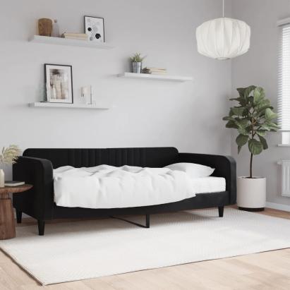 Pat de zi cu saltea, negru, 100x200 cm, catifea GartenMobel Dekor