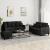 Set de canapele cu perne, 3 piese, negru, catifea GartenMobel Dekor