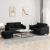 Set de canapele cu perne, 3 piese, negru, textil GartenMobel Dekor