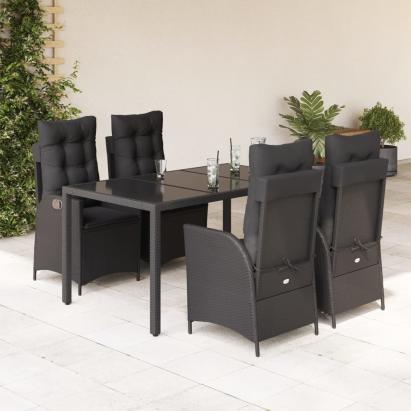 Set mobilier de grădină cu perne, 5 piese, negru, poliratan GartenMobel Dekor