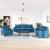 Set de canapele cu perne, 3 piese, albastru, catifea GartenMobel Dekor