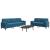 Set de canapele cu perne/rulouri, 2 piese, albastru, catifea GartenMobel Dekor
