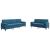 Set de canapele cu perne/rulouri, 2 piese, albastru, catifea GartenMobel Dekor