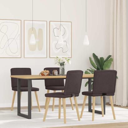 Scaune de bucătărie, 4 buc., maro închis, material textil GartenMobel Dekor