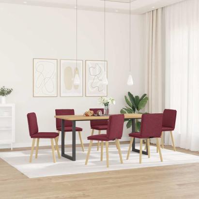 Scaune de bucătărie pivotante, 6 buc., roșu vin, textil GartenMobel Dekor