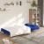 Canapea extensibilă cu 2 locuri, 2 perne, albastru, textil GartenMobel Dekor