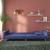 Canapea extensibilă cu 2 locuri, 2 perne, albastru, textil GartenMobel Dekor