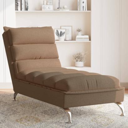 Șezlong cu perne, maro, material textil GartenMobel Dekor