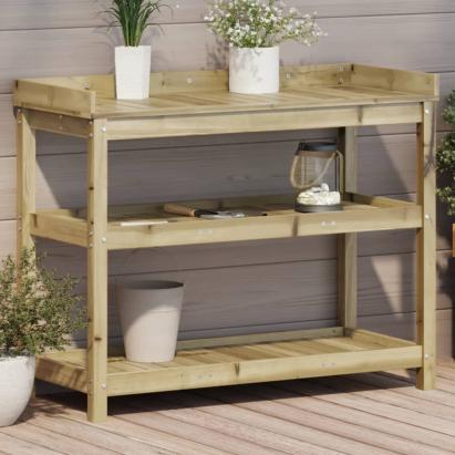 Masă de plantare cu rafturi, 108x45x86,5 cm, lemn pin tratat GartenMobel Dekor