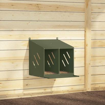 Cuibă pentru pui cu 2 compartimente, metal verde măsline GartenMobel Dekor