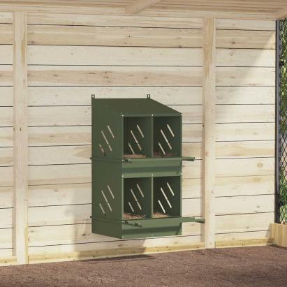 Cuibă pentru pui cu 4 compartimente, metal verde măsline GartenMobel Dekor