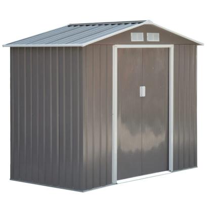 Casuta de gradina pentru depozitare unelte, cu structura baza inclusa, metal si PP, gri, 213x130x185 cm GartenVIP DiyLine