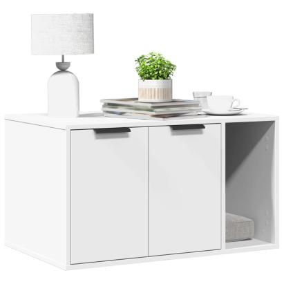 Cutie litieră pisici alb 80x50x45 cm lemn prelucrat GartenMobel Dekor