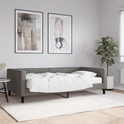 Pat de zi cu saltea, gri închis, 100x200 cm, textil GartenMobel Dekor