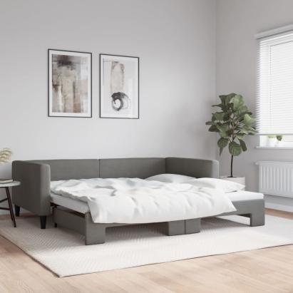 Pat de zi cu extensie, gri închis, 100x200 cm, textil GartenMobel Dekor