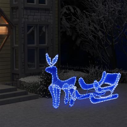 Instalație lumini Crăciun, ren și sanie cu plasă, 432 LED-uri GartenMobel Dekor