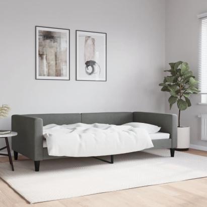 Cadru de pat, gri închis, 100 x 200 cm, material textil GartenMobel Dekor