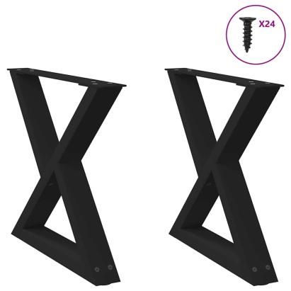 Picioare măsuță de cafea 2 buc Negru 60x(42-43,3) cm Oțel GartenMobel Dekor