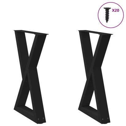 Picioare pentru masă 2 buc Negru 50x(72-73,3) cm Oțel GartenMobel Dekor