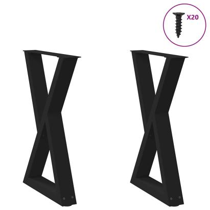 Picioare pentru masă 2 buc Negru 60x(72-73,3) cm Oțel GartenMobel Dekor