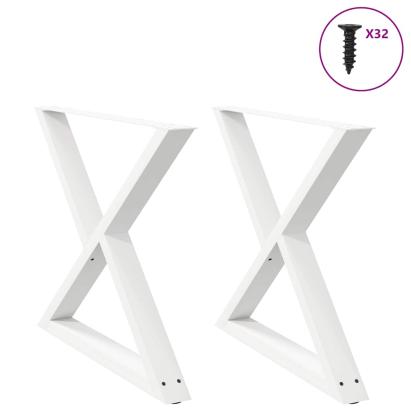 Picioare de masă 2 buc Alb 90x(72-73,3) cm Oțel GartenMobel Dekor