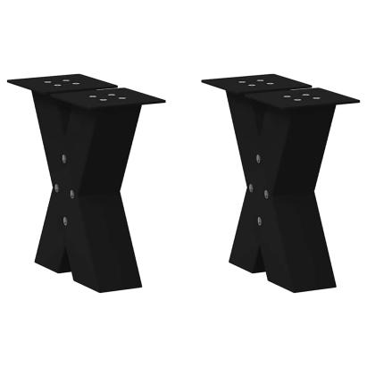 Picioare măsuță cafea în formă X 2 buc Negru 40x(30-31) cm Oțel GartenMobel Dekor
