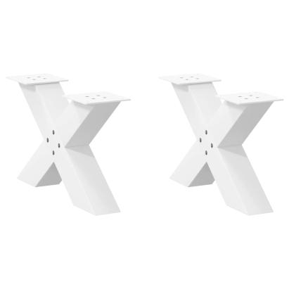Picioare măsuță cafea în formă X 2 buc alb 50x(30-31) cm oțel GartenMobel Dekor
